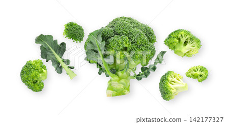 Healthy food. Broccolis vibrant display highlights nutrition and freshness, PNG Healthy food. Broccolis vibrant display highlights nutrition and freshness, PNG 142177327