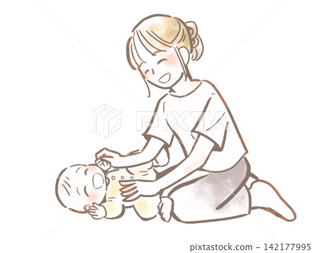 Mother and child enjoying baby massage Mother and child enjoying baby massage 142177995