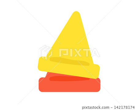 Red and yellow traffic cone illustration Red and yellow traffic cone illustration 142178174