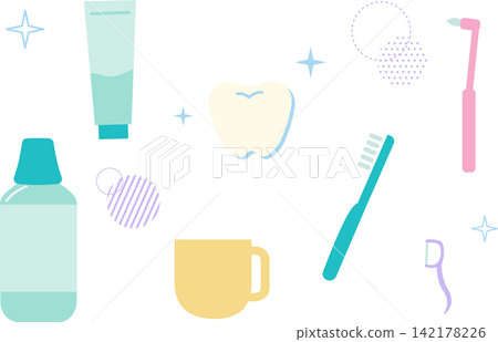 A set of cute illustrations for toothpaste and oral care products. A set of cute illustrations for toothpaste and oral care products. 142178226