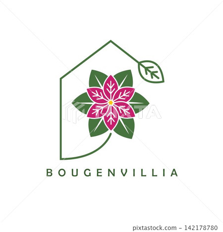 Minimalist vector logo design for a bougainvillea flower garden. Minimalist vector logo design for a bougainvillea flower garden. 142178780