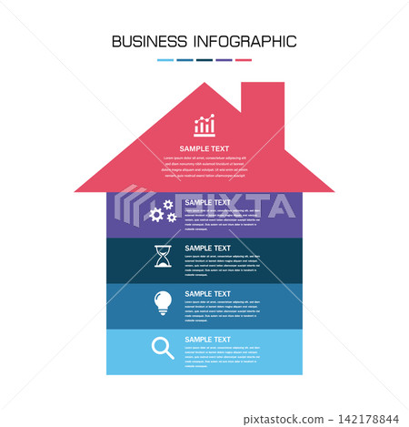 4 Steps Business Infographic House Design Structured Stability Colorful Process Template 4 Steps Business Infographic House Design Structured Stability Colorful Process Template 142178844