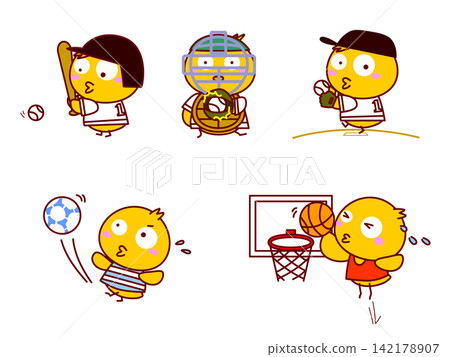 Chick Set for Enjoying Sports 01 Chick Set for Enjoying Sports 01 142178907