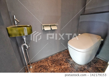 A clean toilet in a newly built house A clean toilet in a newly built house 142179153