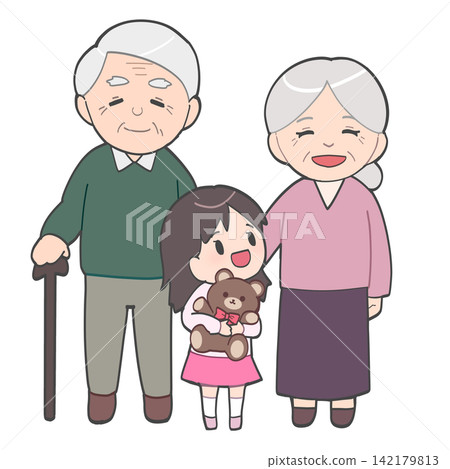Illustration of grandparents and grandchildren 142179813