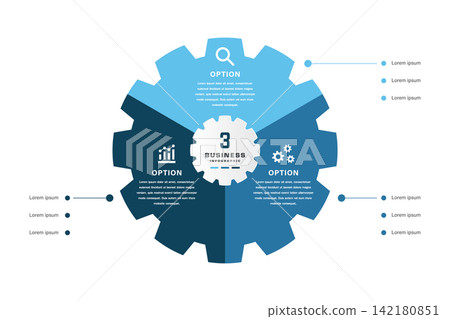 Business Infographic Gear Three Options Mechanical Interconnected Workflow Template Business Infographic Gear Three Options Mechanical Interconnected Workflow Template 142180851