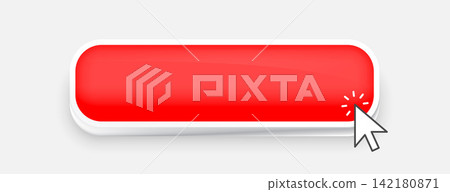 3d red button with white clicking mouse cursor design 3d red button with white clicking mouse cursor design 142180871