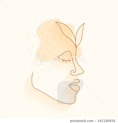 abstract one linear woman face drawing in doodle style abstract one linear woman face drawing in doodle style 142180938