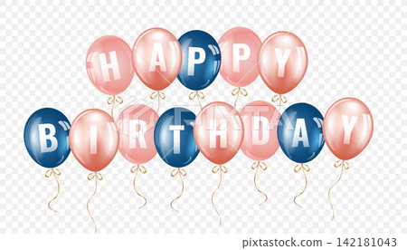creative happy birthday balloon lettering on transparent background creative happy birthday balloon lettering on transparent background 142181043
