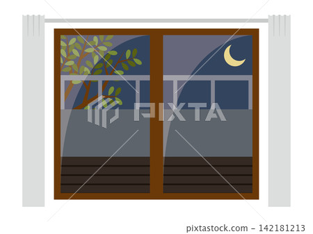 夜幕下的窗戶插圖 | 月光與靜謐的房間 夜幕下的窗戶插圖 | 月光與靜謐的房間 142181213