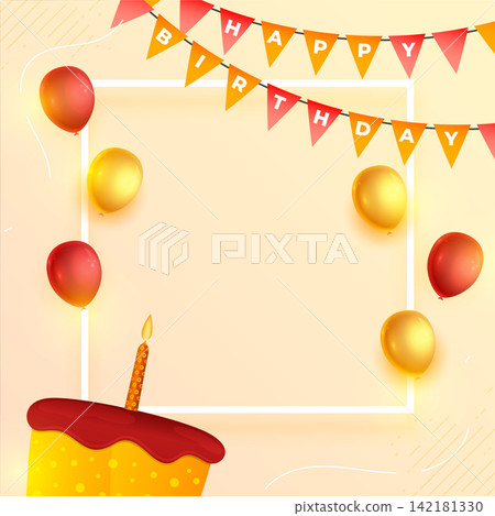 delicious bday cake and balloon background with text space delicious bday cake and balloon background with text space 142181330