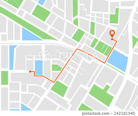 digital tracking roadmap with orange gps navigator route path digital tracking roadmap with orange gps navigator route path 142181340