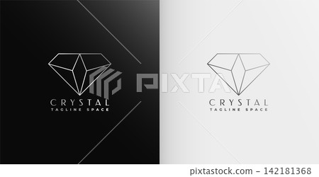 elegant crystal gemstone logo vector in line art design elegant crystal gemstone logo vector in line art design 142181368