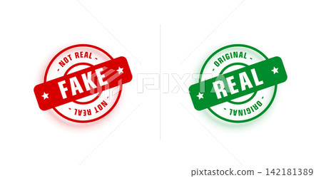 fake vs real authentic check stamp on white background 142181389