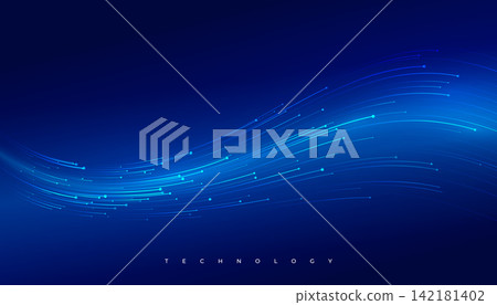 futuristic blue digital light trail technology concept background 142181402