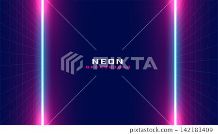 geometric style cyber grid perspective background with glowing LED 142181409