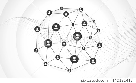 global connection social networking sphere with connected user profile icons global connection social networking sphere with connected user profile icons 142181413