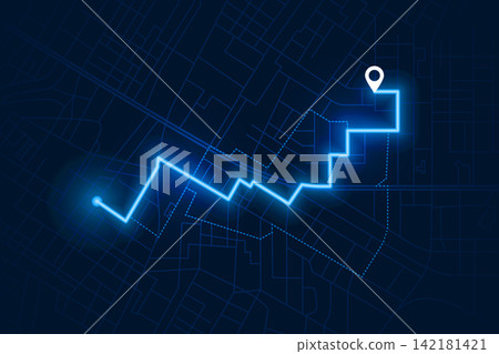 glowing digital gps navigation city map background with location pointer glowing digital gps navigation city map background with location pointer 142181421