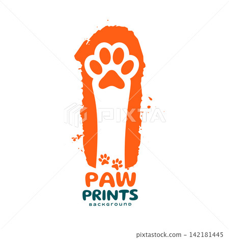 grungy style paw foot print on white background grungy style paw foot print on white background 142181445