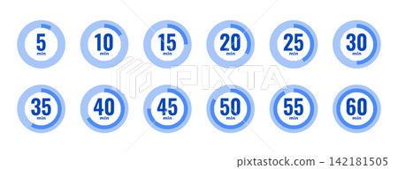 isolated 5 to 60 minute countdown timer indicator sign in collection isolated 5 to 60 minute countdown timer indicator sign in collection 142181505