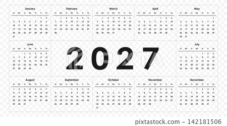 isolated 2027 monthly planner calendar layout vector isolated 2027 monthly planner calendar layout vector 142181506
