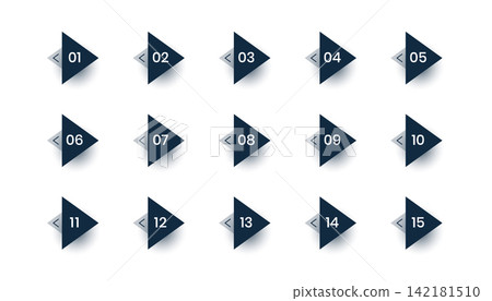 isolated directional arrow bullet points number in pack isolated directional arrow bullet points number in pack 142181510