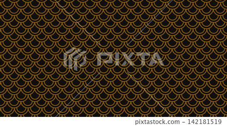 japanese style golden wave scallop pattern on black backdrop japanese style golden wave scallop pattern on black backdrop 142181519