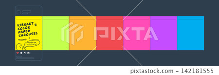 Vibrant Colorful Paper Note Social Media Carousel Template with Handwritten Text 142181555