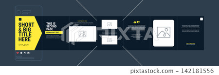 Modern Dark Social Media Carousel Template Set with Vibrant Yellow Arrow Header Modern Dark Social Media Carousel Template Set with Vibrant Yellow Arrow Header 142181556