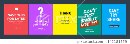 Bright Colorful Social Media Carousel Template Set for Engagement and Feedback Bright Colorful Social Media Carousel Template Set for Engagement and Feedback 142181559