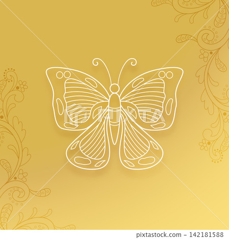 line style butterfly golden greeting background 142181588