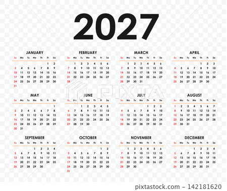 minimalist 2027 full year calendar template design minimalist 2027 full year calendar template design 142181620
