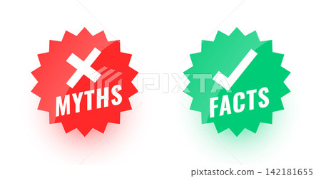 myths versus facts sticker on white background myths versus facts sticker on white background 142181655