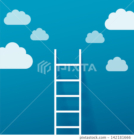 opportunity concept with ladder leading to the sky with clouds design opportunity concept with ladder leading to the sky with clouds design 142181666