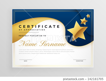 premium certificate of reward template with star decor 142181705