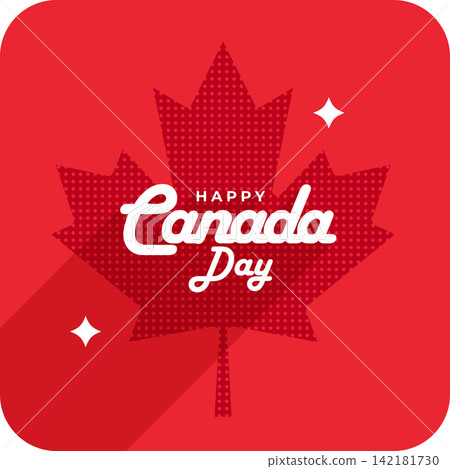 red canadian national day poster with central maple leaf 142181730