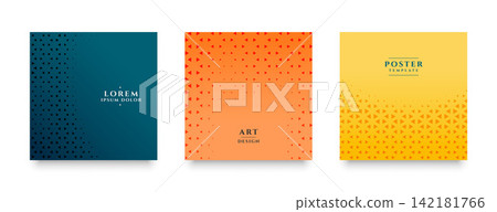 set of three halftone retro texture abstract background design set of three halftone retro texture abstract background design 142181766