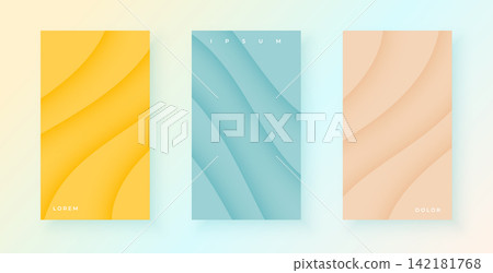 set of three simple fluid wave gradient cover layout in yellow, teal and peach set of three simple fluid wave gradient cover layout in yellow, teal and peach 142181768