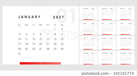 simple 2027 monthly planner calendar template design simple 2027 monthly planner calendar template design 142181774