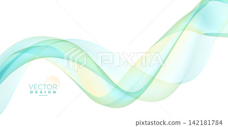 soft green wavy fluid lines motion on white background 142181784