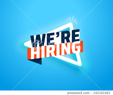 we are hiring sign on blue background with glowing frame design we are hiring sign on blue background with glowing frame design 142181881
