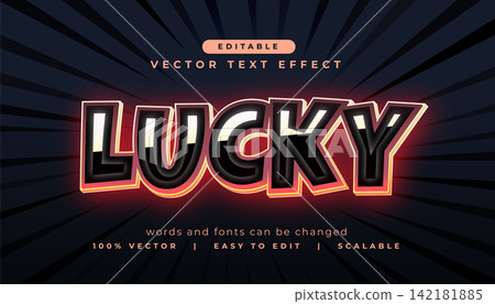 white black lucky text effect style editable 142181885