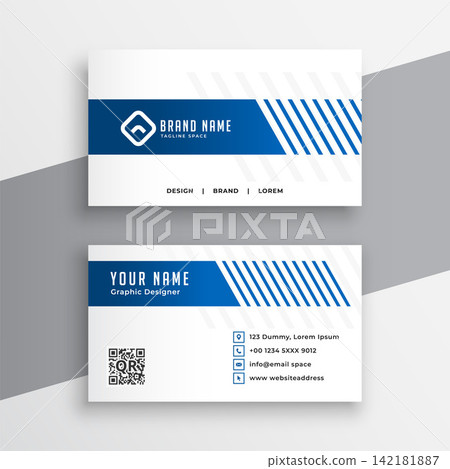 white and blue business card layout for professional identity 142181887