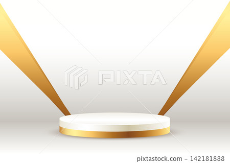 white and golden 3d pedestal for product showcase modern background white and golden 3d pedestal for product showcase modern background 142181888