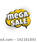 white and yellow mega sale background with halftone effect 142181893