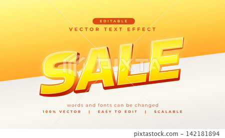 yellow 3d sale vector text effect headline template 142181894