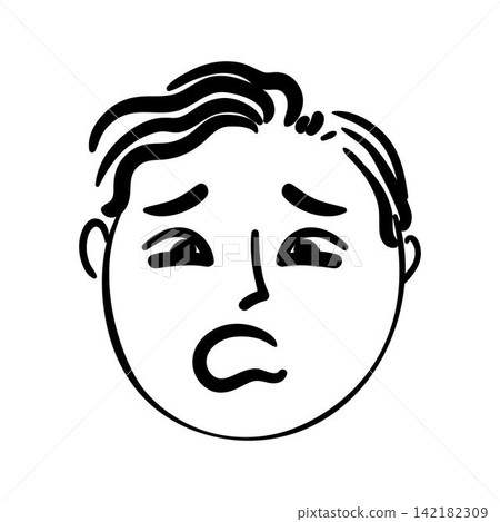 Abstract comic face feeling worry and concern Abstract comic face feeling worry and concern 142182309