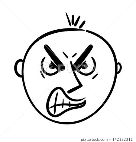 Cartoon face expressing anger and frustration emotion Cartoon face expressing anger and frustration emotion 142182311