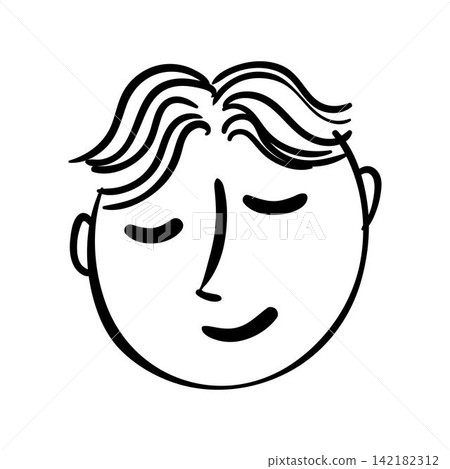 Hand drawn happy face enjoying a moment Hand drawn happy face enjoying a moment 142182312