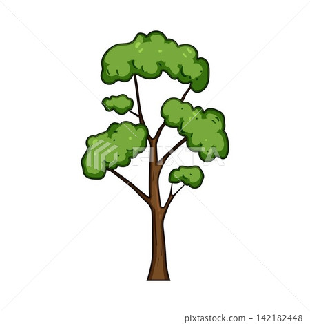Simple drawing depicting green leafy tree Simple drawing depicting green leafy tree 142182448